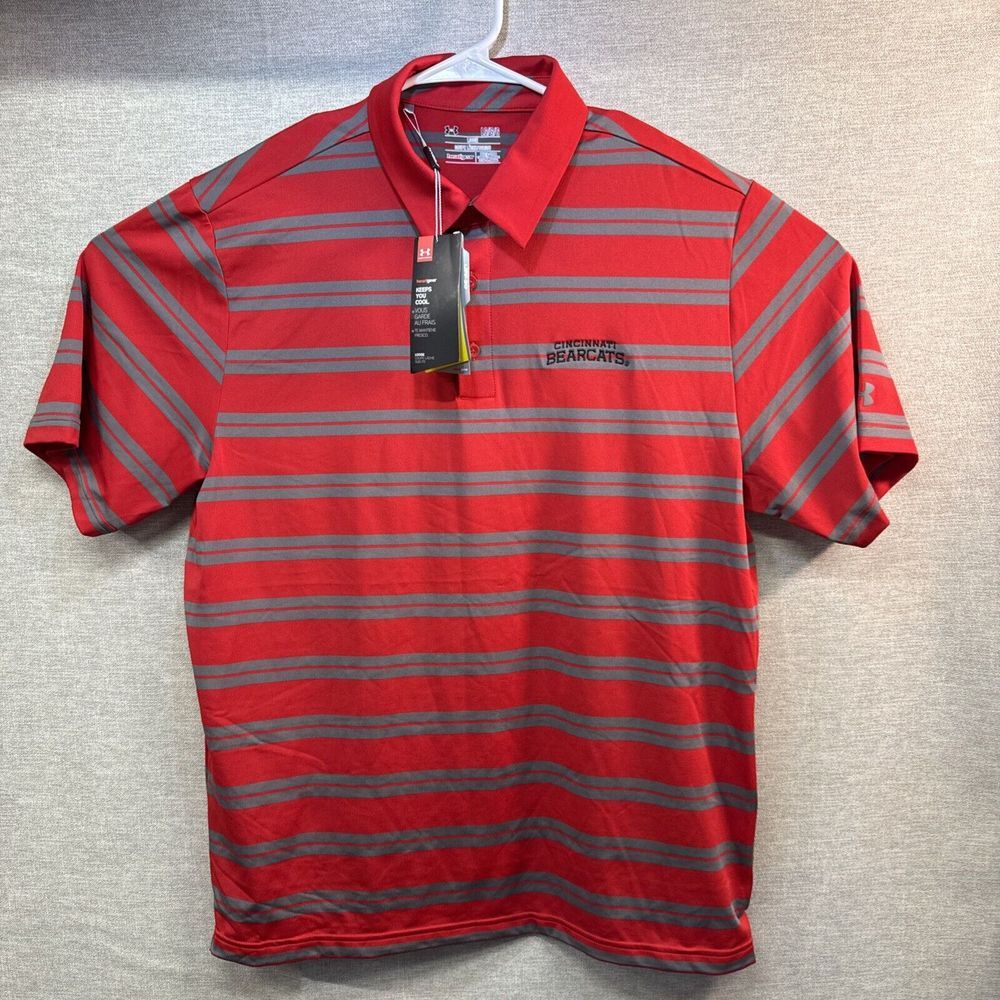 Cincinnati Bearcats Shirt Mens Large Red Polo Short Sleeve Under Armour, NWT